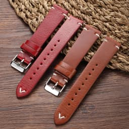 image-New Oil Wax Leather Watch Strap 18mm 19mm 20mm 22mm Vintage Watch Band Black Blue Brown Available Handmade Watchband Accessories