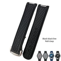 image-20mm Rubber Silicone Watch Strap Fit For Omega Seamaster 300 AT150 Aqua Terra Ultra Light 8900 Steel Buckle Watchband Bracelets