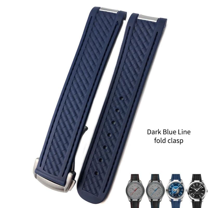 image-20mm Rubber Silicone Watch Strap Fit For Omega Seamaster 300 AT150 Aqua Terra Ultra Light 8900 Steel Buckle Watchband Bracelets