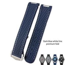 image-20mm Rubber Silicone Watch Strap Fit For Omega Seamaster 300 AT150 Aqua Terra Ultra Light 8900 Steel Buckle Watchband Bracelets