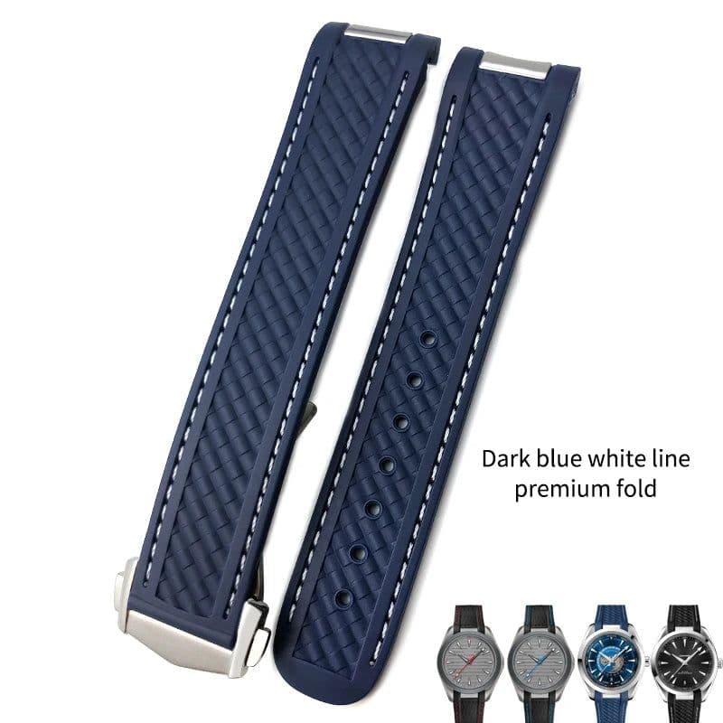 image-20mm Rubber Silicone Watch Strap Fit For Omega Seamaster 300 AT150 Aqua Terra Ultra Light 8900 Steel Buckle Watchband Bracelets