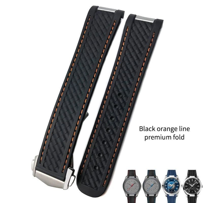 image-20mm Rubber Silicone Watch Strap Fit For Omega Seamaster 300 AT150 Aqua Terra Ultra Light 8900 Steel Buckle Watchband Bracelets