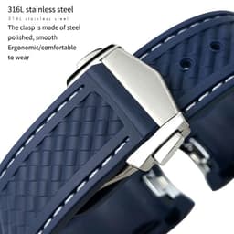 image-20mm Rubber Silicone Watch Strap Fit For Omega Seamaster 300 AT150 Aqua Terra Ultra Light 8900 Steel Buckle Watchband Bracelets