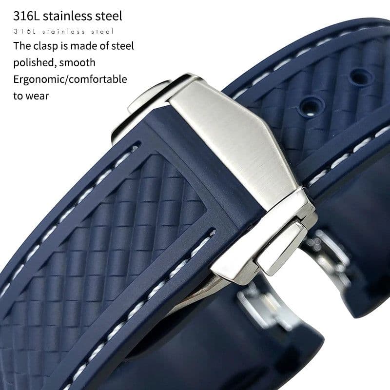 image-20mm Rubber Silicone Watch Strap Fit For Omega Seamaster 300 AT150 Aqua Terra Ultra Light 8900 Steel Buckle Watchband Bracelets