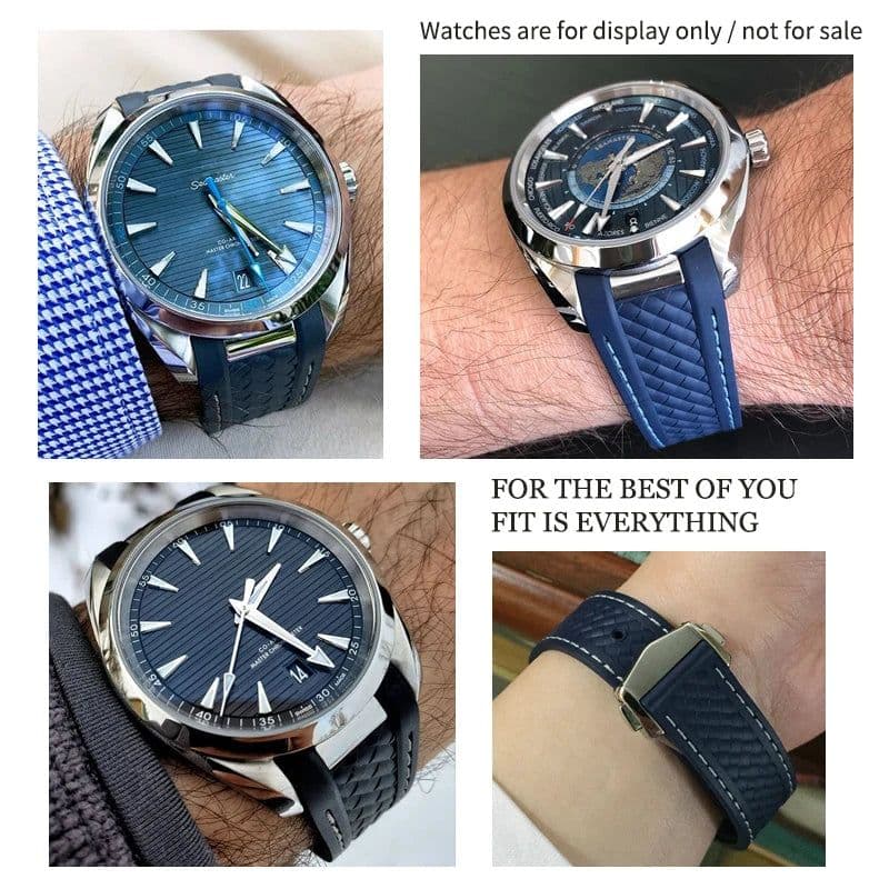 image-20mm Rubber Silicone Watch Strap Fit For Omega Seamaster 300 AT150 Aqua Terra Ultra Light 8900 Steel Buckle Watchband Bracelets