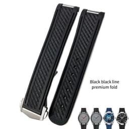 image-20mm Rubber Silicone Watch Strap Fit For Omega Seamaster 300 AT150 Aqua Terra Ultra Light 8900 Steel Buckle Watchband Bracelets