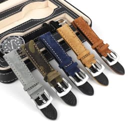 image-Suede Leather Watch Strap 18mm 19mm 20mm 22mm Band Vintage Handmade Watchband Grey Brown Replacement Belts For Watch Accessories