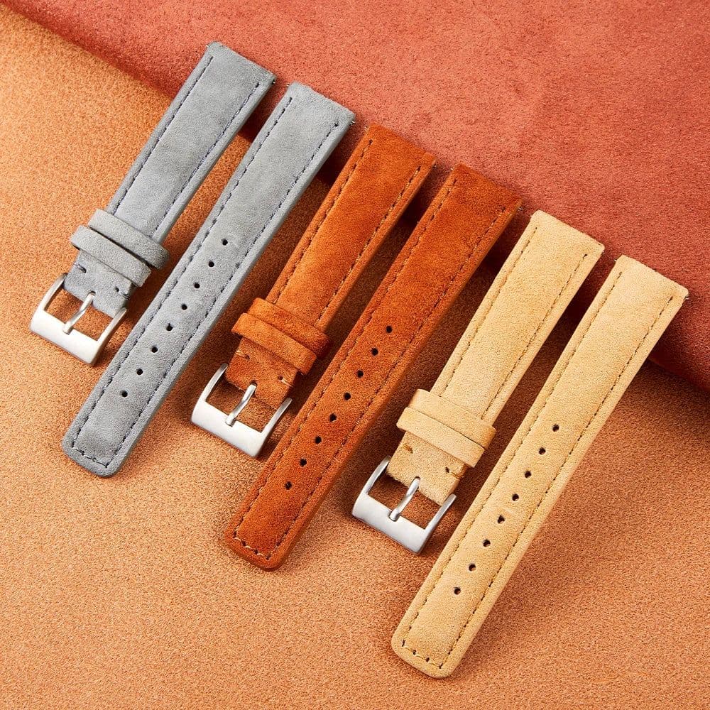 image-Suede Leather Watch Strap 18mm 19mm 20mm 22mm Band Vintage Handmade Watchband Grey Brown Replacement Belts For Watch Accessories