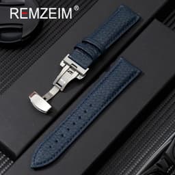 image-Calfskin Watchbands Litchi Grain Strap Watch Accessories 18/20/22/24mm Genuine Leather Wristwatch Band With Butterfly Buckle