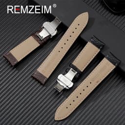 image-Calfskin Watchbands Litchi Grain Strap Watch Accessories 18/20/22/24mm Genuine Leather Wristwatch Band With Butterfly Buckle