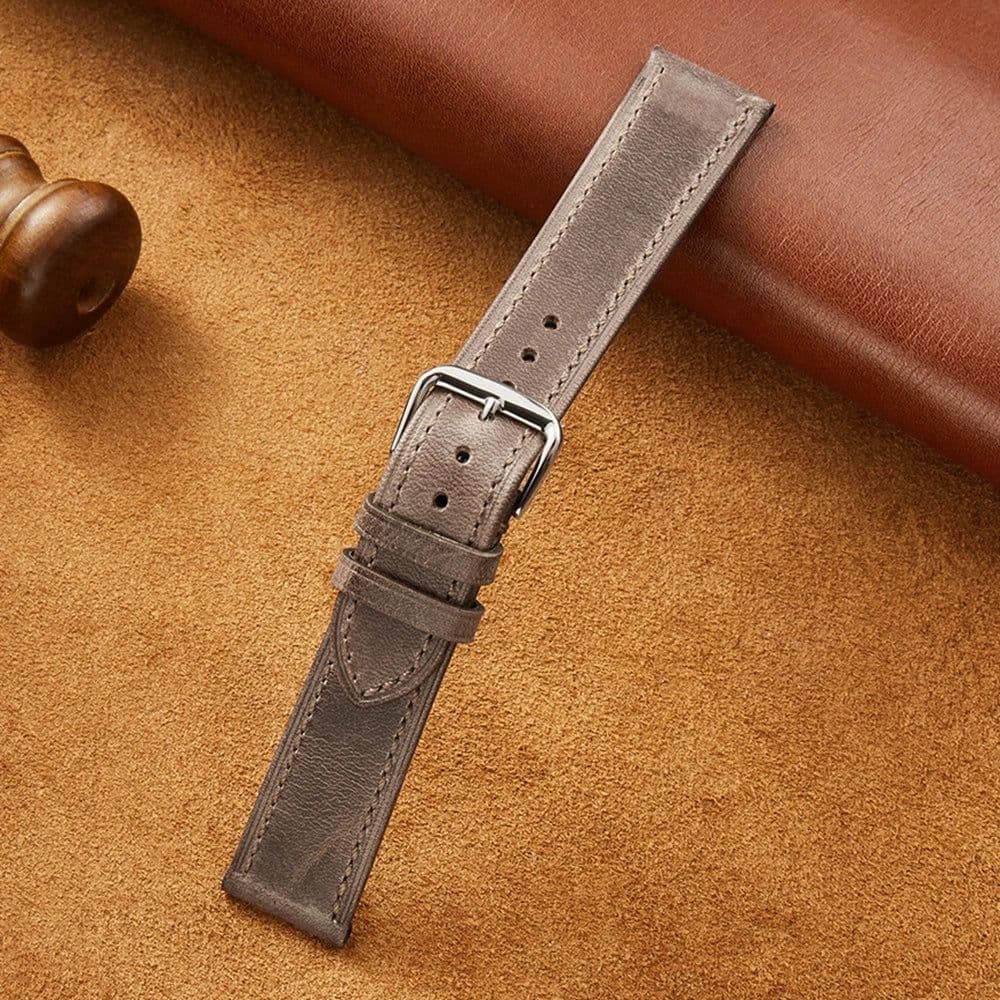 image-New Italian Style Genuine Leather Watch Strap Retro Oil Wax Skin Ultra-thin Quality Business Watchbands 18/19/20/21/22mm