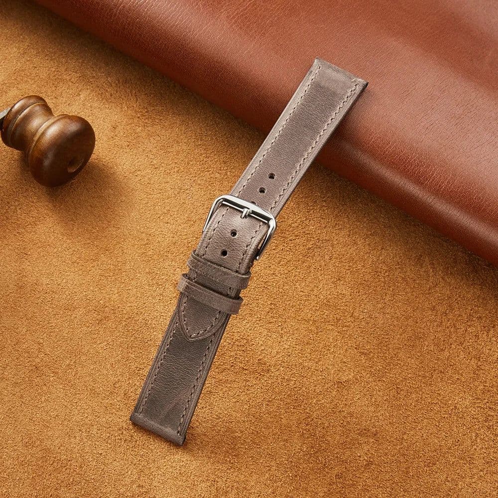 image-New Italian Style Genuine Leather Watch Strap Retro Oil Wax Skin Ultra-thin Quality Business Watchbands 18/19/20/21/22mm
