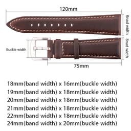 image-Oil Wax Cowhide Watch Band Strap Women Men Black Brown Smooth Genuine Leather Watchband 18 19 20 21 22 24mm Belt