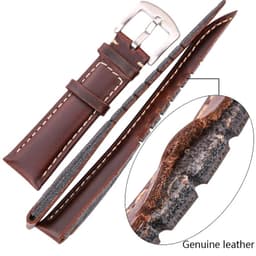 image-Oil Wax Cowhide Watch Band Strap Women Men Black Brown Smooth Genuine Leather Watchband 18 19 20 21 22 24mm Belt