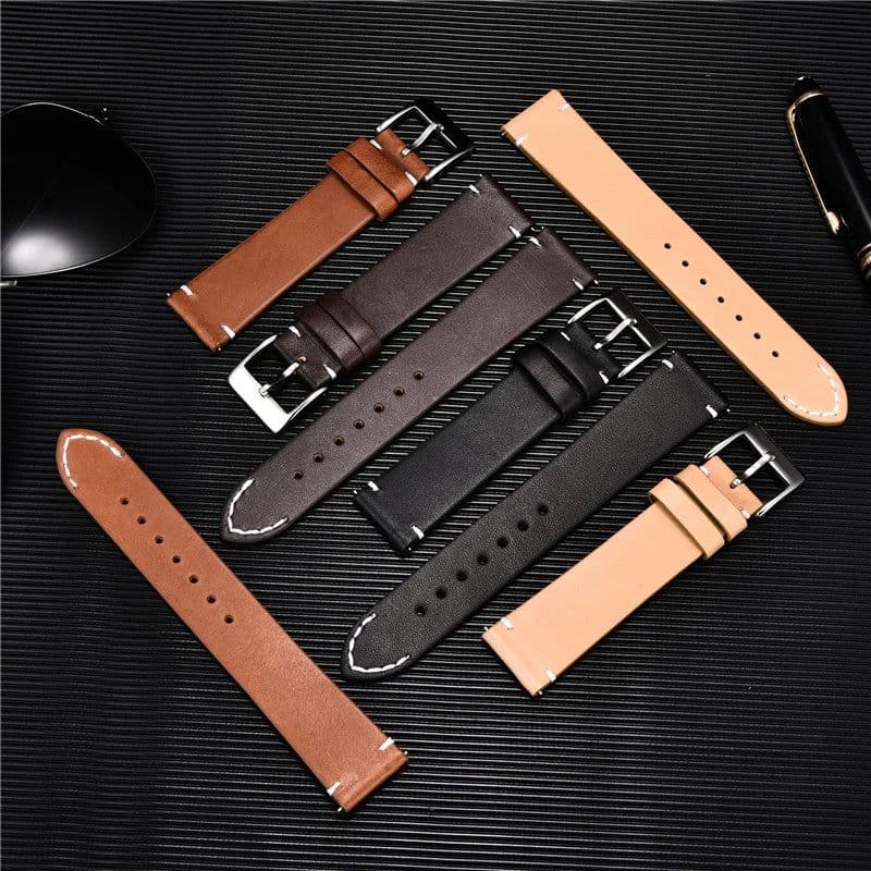 image-Quick Release Watch Band for Men Women 16mm 18mm 20mm 22mm 24mm Watchband Genuine Leather Watch Strap Replacement Belt