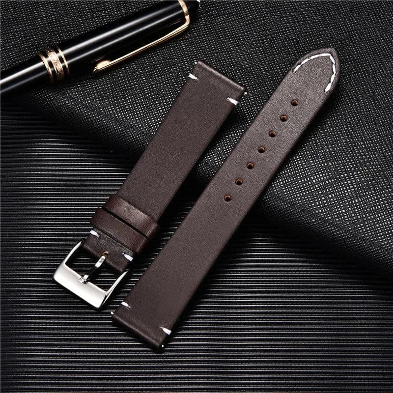 image-Quick Release Watch Band for Men Women 16mm 18mm 20mm 22mm 24mm Watchband Genuine Leather Watch Strap Replacement Belt