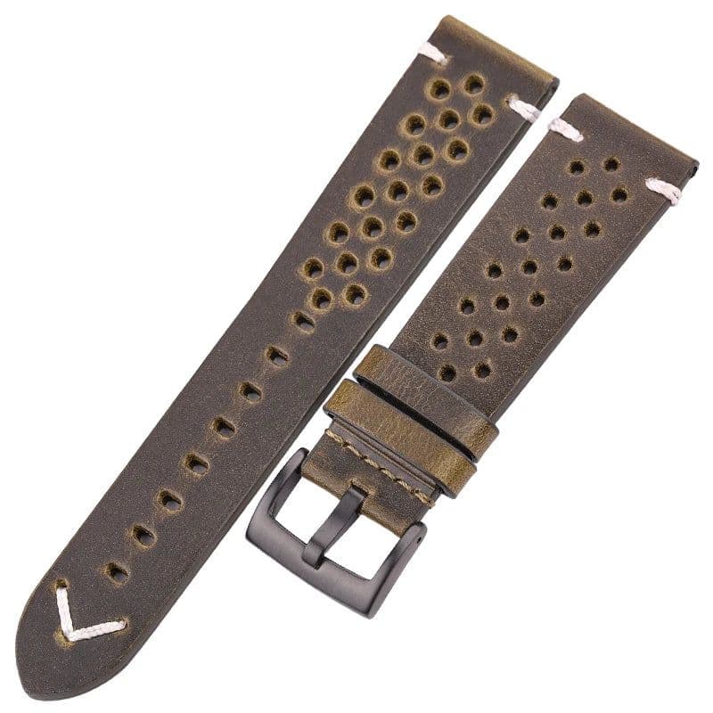 image-Genuine Leather Watchband Handmade Oil Wax Cowhide Breathable Strap For Samsung Galaxy Watch 4 3 Vintage Band Accessories Belt