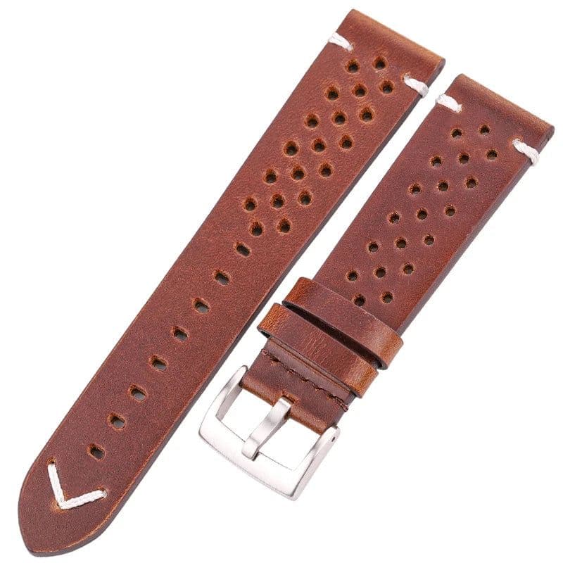 image-Genuine Leather Watchband Handmade Oil Wax Cowhide Breathable Strap For Samsung Galaxy Watch 4 3 Vintage Band Accessories Belt
