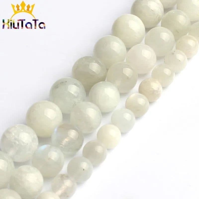image-Natural Moonstone Beads Smooth Round Loose Spacer Beads For Jewelry Making 15inches 6/8/10mm DIY Beads Bracelets Necklace Perles