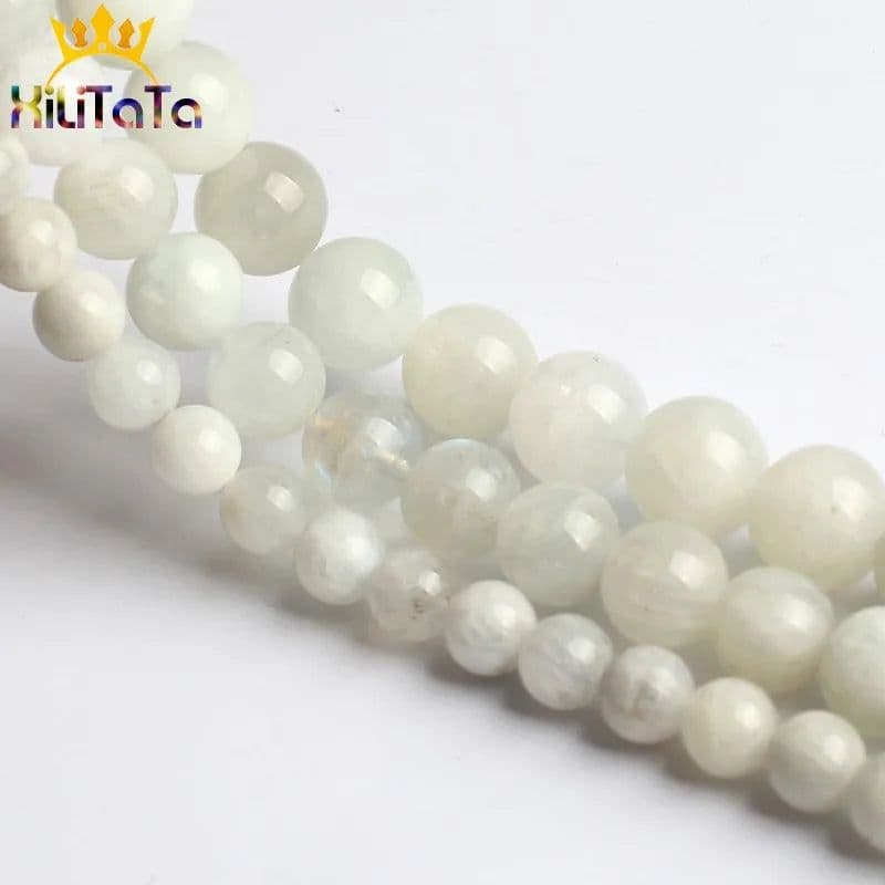 image-Natural Moonstone Beads Smooth Round Loose Spacer Beads For Jewelry Making 15inches 6/8/10mm DIY Beads Bracelets Necklace Perles