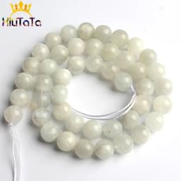 image-Natural Moonstone Beads Smooth Round Loose Spacer Beads For Jewelry Making 15inches 6/8/10mm DIY Beads Bracelets Necklace Perles