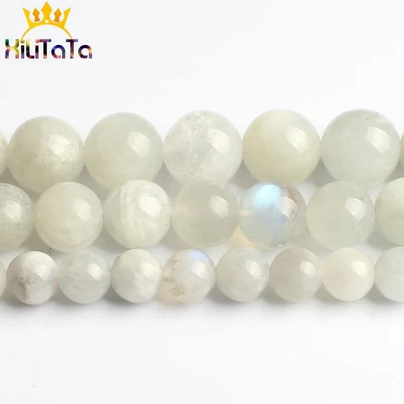 image-Natural Moonstone Beads Smooth Round Loose Spacer Beads For Jewelry Making 15inches 6/8/10mm DIY Beads Bracelets Necklace Perles