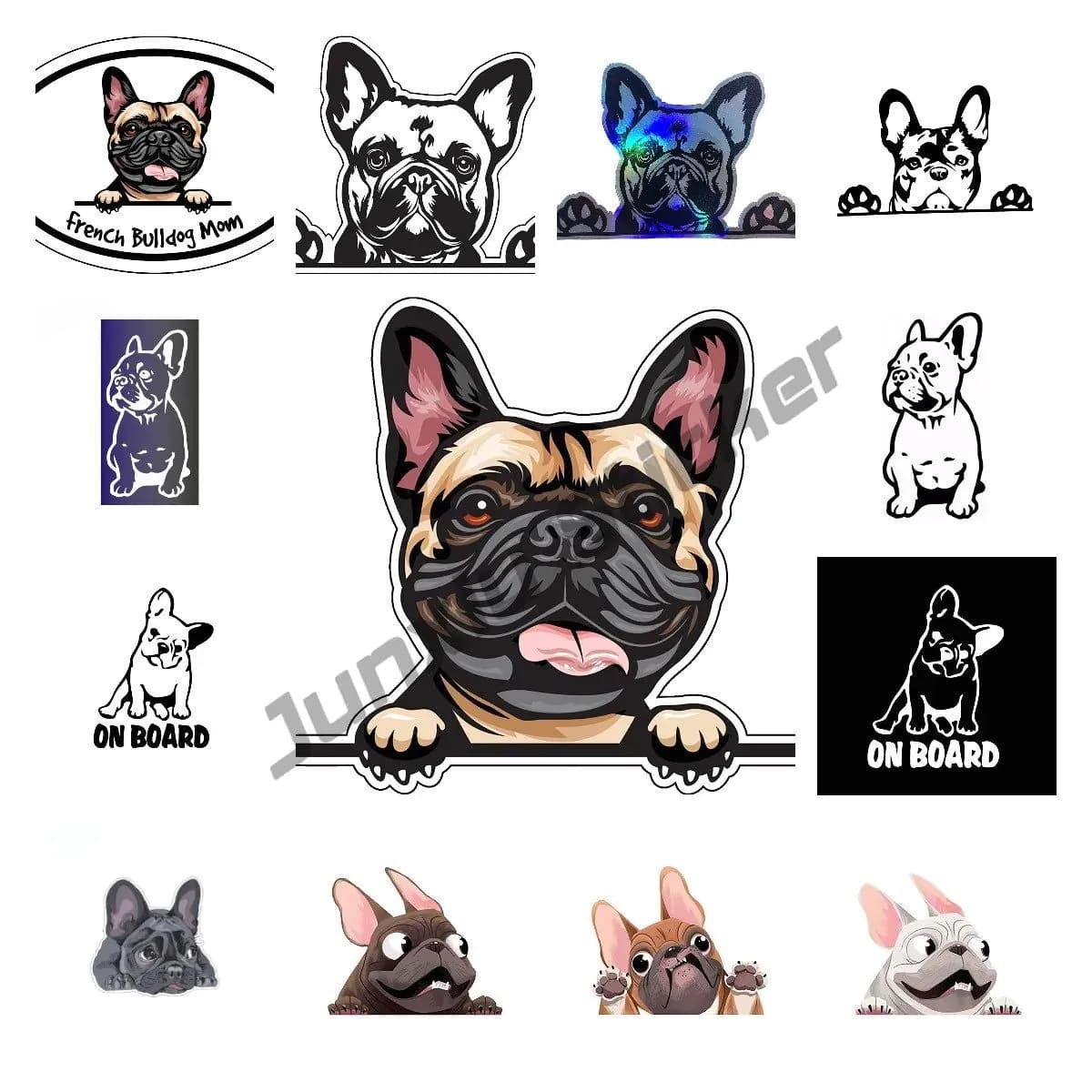 image-French Bulldog Holographic Decal Dog Paws Breed Bumper Sticker - for Laptops Tumblers Windows Cars Trucks Walls Decoration