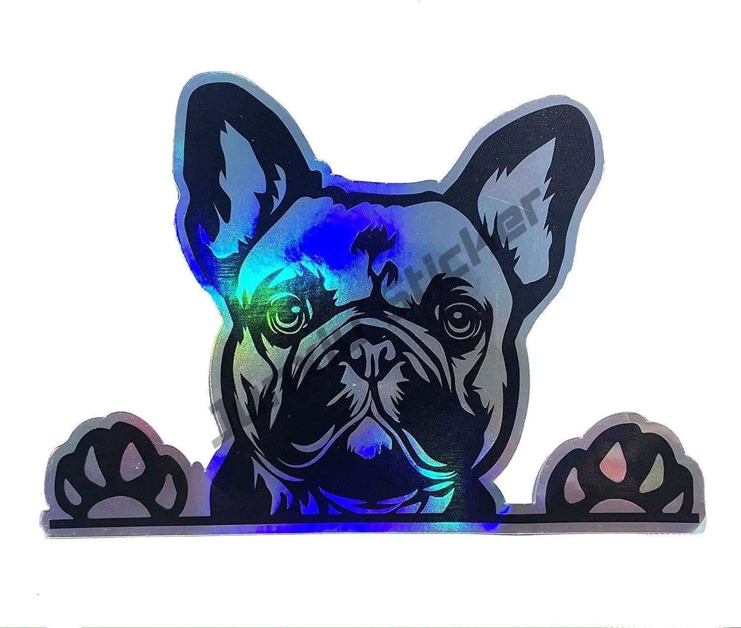 image-French Bulldog Holographic Decal Dog Paws Breed Bumper Sticker - for Laptops Tumblers Windows Cars Trucks Walls Decoration