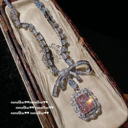image-Sparkling Pink Bowknot Bridal Crystal Jewelry Set Female 925 Silver Color Luxury Elegant Wedding Banquet Ring/Earring/Necklace