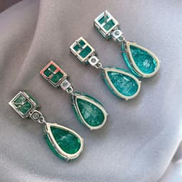 image-2021 Trend Paraiba Tourmaline Emerald Gemstone Big Drop Earrings for Women Cocktail Party Fine Jewelry Anniversary Female Gift