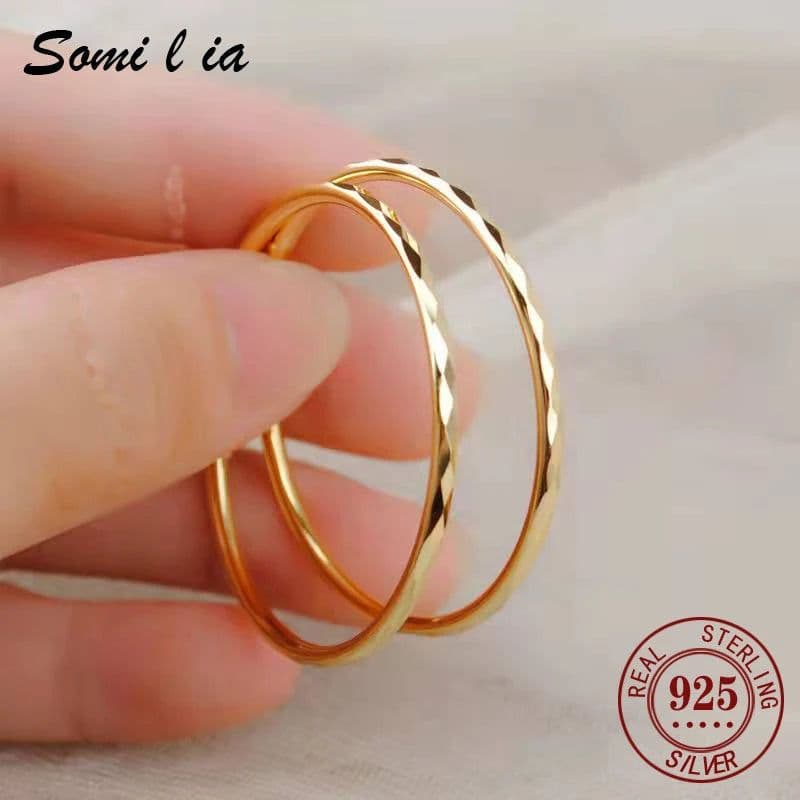 image-Somilia - Women's Big Hoop Earrings, New Collection 100% 925 Sterling Silver Jewelry Fashion Women18K Golden серьги кольца