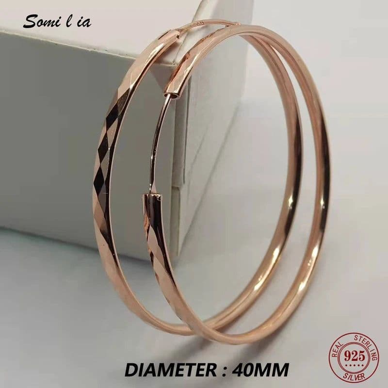 image-Somilia - Women's Big Hoop Earrings, New Collection 100% 925 Sterling Silver Jewelry Fashion Women18K Golden серьги кольца