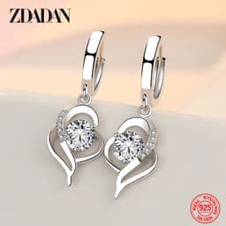 image-ZDADAN 925 Sterling Silver Crystal Zircon Earring For Women Fashion Jewelry