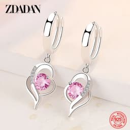 image-ZDADAN 925 Sterling Silver Crystal Zircon Earring For Women Fashion Jewelry