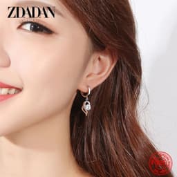 image-ZDADAN 925 Sterling Silver Crystal Zircon Earring For Women Fashion Jewelry
