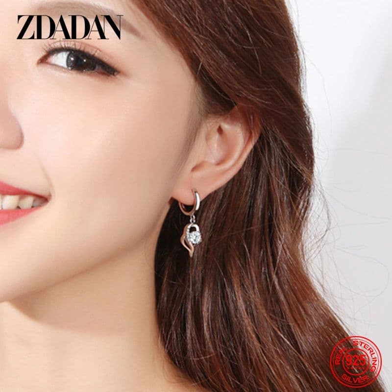 image-ZDADAN 925 Sterling Silver Crystal Zircon Earring For Women Fashion Jewelry