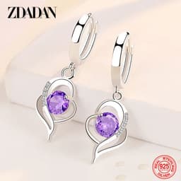 image-ZDADAN 925 Sterling Silver Crystal Zircon Earring For Women Fashion Jewelry