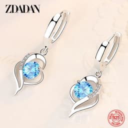 image-ZDADAN 925 Sterling Silver Crystal Zircon Earring For Women Fashion Jewelry