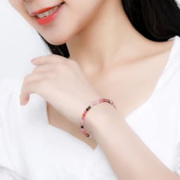 image-4mmNatural Stone Tourmaline Handwork Bracelets on Hand for Women Gift Wedding Party Jewelry 925 Sterling Silver Amethyst Bangles
