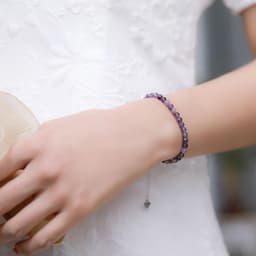 image-4mmNatural Stone Tourmaline Handwork Bracelets on Hand for Women Gift Wedding Party Jewelry 925 Sterling Silver Amethyst Bangles