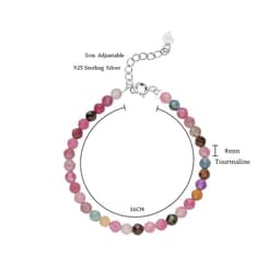 image-4mmNatural Stone Tourmaline Handwork Bracelets on Hand for Women Gift Wedding Party Jewelry 925 Sterling Silver Amethyst Bangles