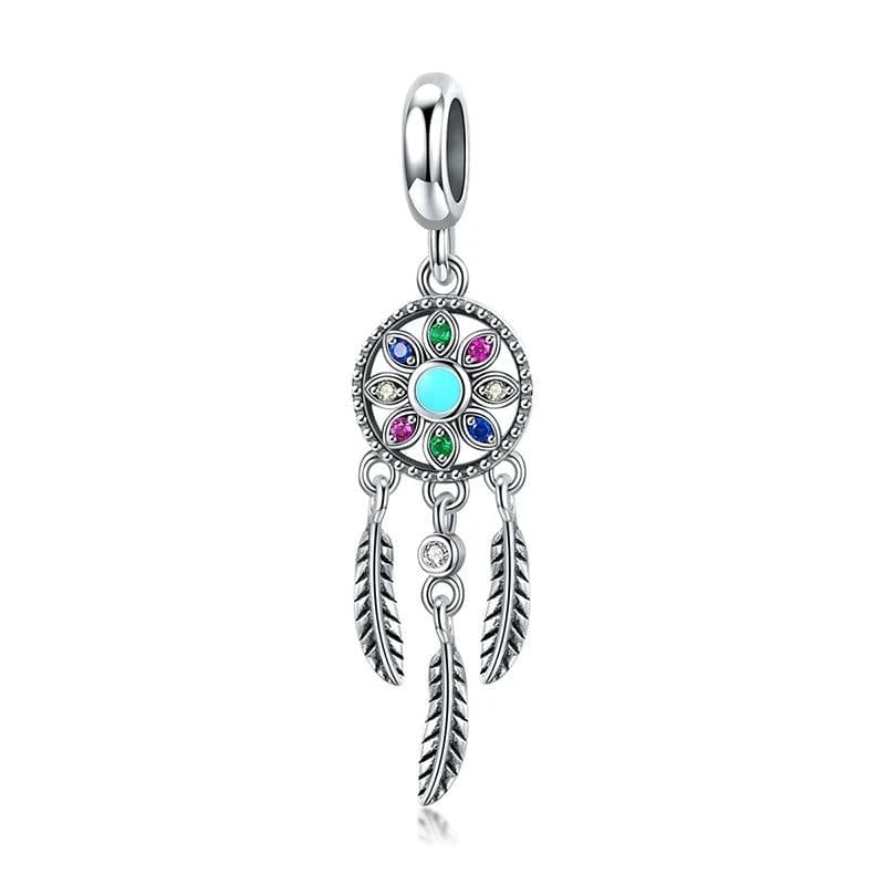 image-WOSTU 925 Sterling Silver Dreamcatcher Charm Koi Fish Dangle Heart Travel Pendant Fit Original Bracelet For Women Fine Jewelry