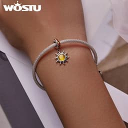 image-WOSTU 925 Sterling Silver Dreamcatcher Charm Koi Fish Dangle Heart Travel Pendant Fit Original Bracelet For Women Fine Jewelry
