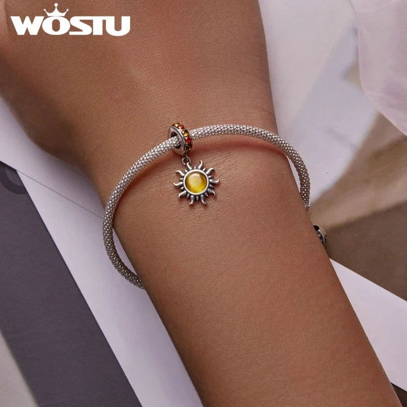 image-WOSTU 925 Sterling Silver Dreamcatcher Charm Koi Fish Dangle Heart Travel Pendant Fit Original Bracelet For Women Fine Jewelry
