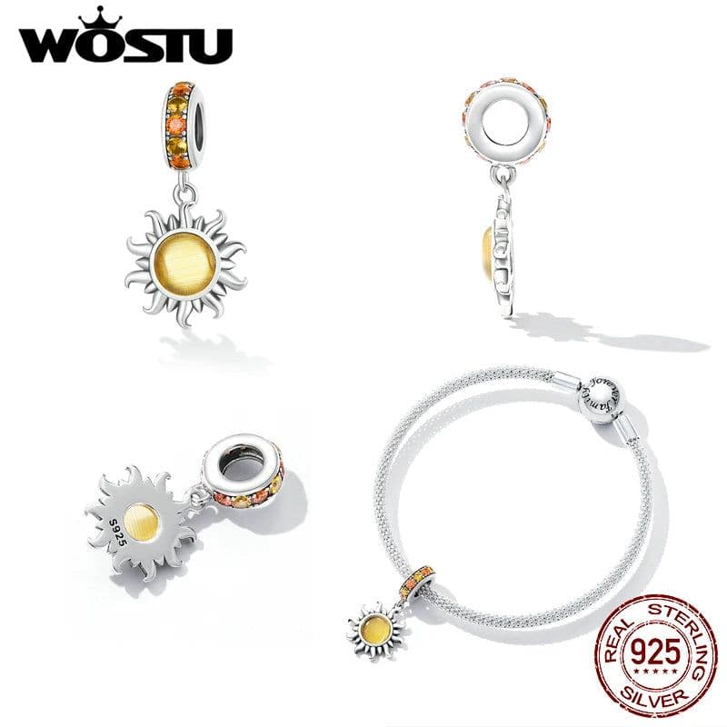 image-WOSTU 925 Sterling Silver Dreamcatcher Charm Koi Fish Dangle Heart Travel Pendant Fit Original Bracelet For Women Fine Jewelry