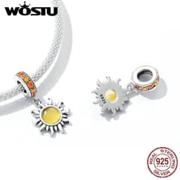 image-WOSTU 925 Sterling Silver Dreamcatcher Charm Koi Fish Dangle Heart Travel Pendant Fit Original Bracelet For Women Fine Jewelry