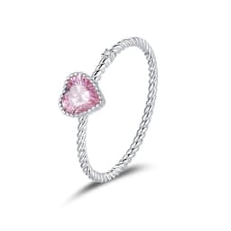 image-bamoer Real 925 Sterling Silver Pink Love CZ Ring For Fashion Women Cute Fine Jewelry Wedding Accessories Gift BSR157