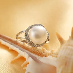 image-925 sterling silver jewelry on sale big natural pearl rings for women stone ring adjustable white/pink/purple pearl