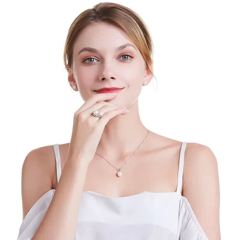 image-925 sterling silver jewelry on sale big natural pearl rings for women stone ring adjustable white/pink/purple pearl