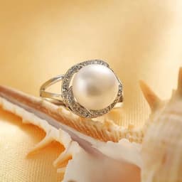 image-925 sterling silver jewelry on sale big natural pearl rings for women stone ring adjustable white/pink/purple pearl